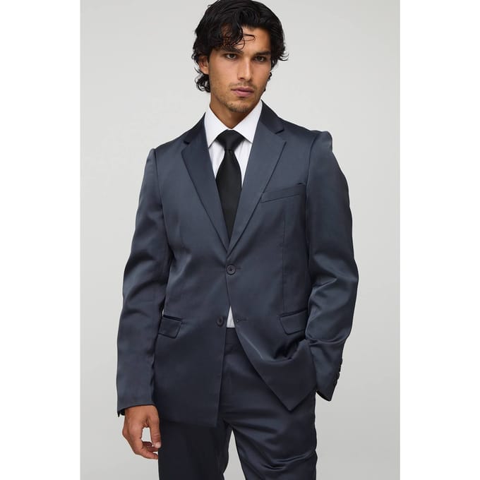 Slim Fit Satijn Blazer | Charcoal | Size 40