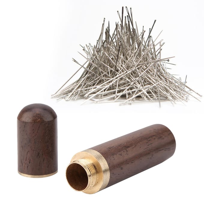 Houten Naalden Veiligheidshouder Opbergorganizer Container Doos (Donker bruin) gray