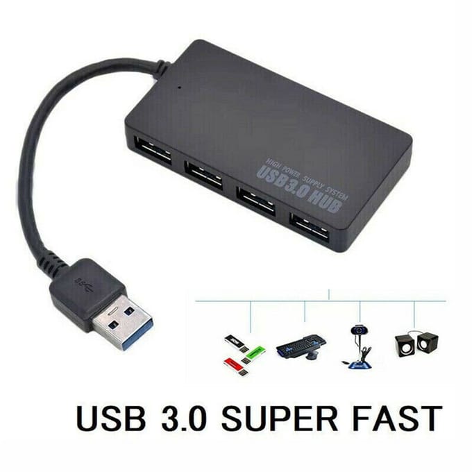 USB 3.0 hub met 4 poorten Zwart