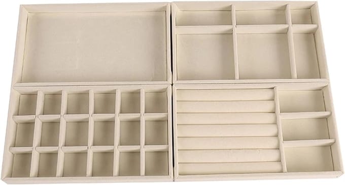 Sieradendozen Set - Opbergdozen Sieraden - Sieraden Organiseren - Elegant Ontwerp - 4 Stuks - Beige