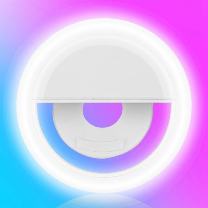 USB Opladen Selfie LED Licht Draagbare Telefoon Selfie Lamp Lichtgevende Klem Lamp voor iPhone(Wit)