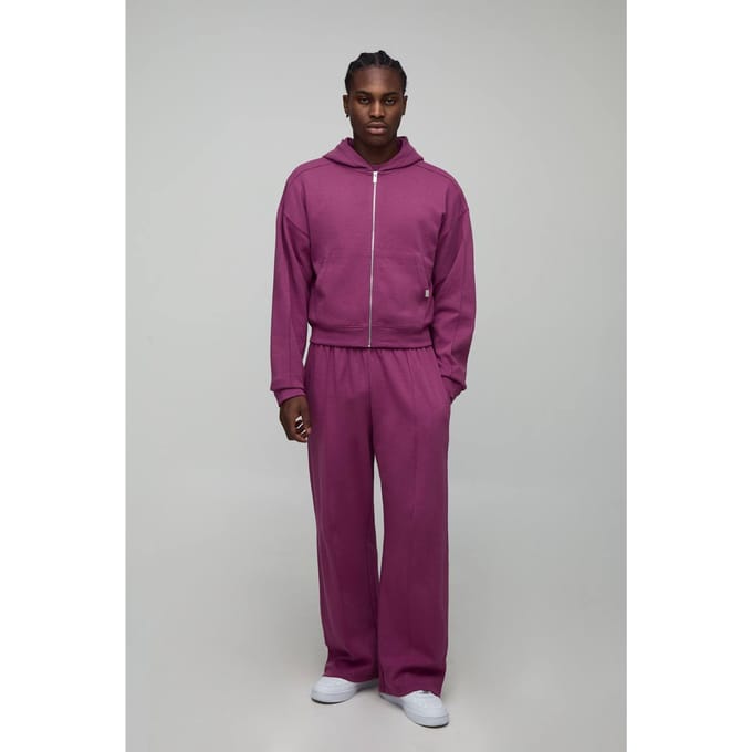 Verkleinde Boxy Premium Interlock Zip-Through Hoodie | Mauve | Size Medium