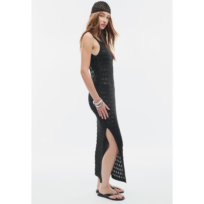 Stradivarius Opengewerkte tricot jurk  Zwart M