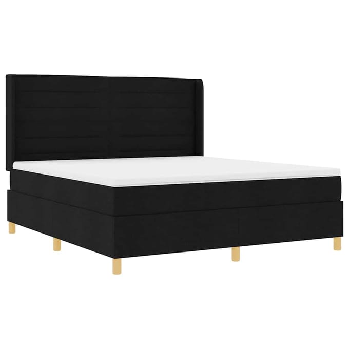 vidaXL - Boxspring - bed - met - matras - met - hoofdeinde - Zwart - 180 - x - 200 - cm - Stof
