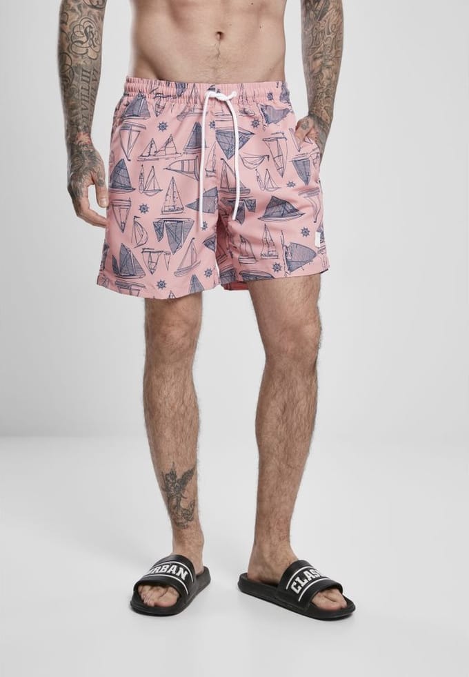 Urban Classics - Pattern Yacht Zwemshorts - XL - Roze