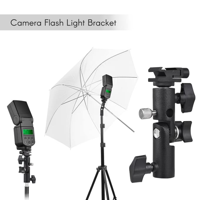 Camera Flitsmontage Speedlite Draaibeugel Flitsstandaard Beugel met Cold Shoe Mount 1/4 Inch & 3/8 zwart