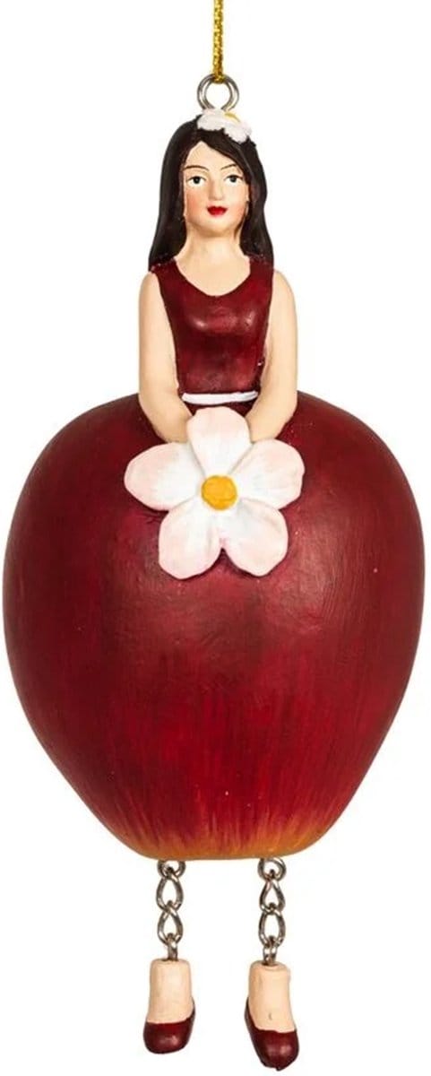 Appel meisje rood hangend 6x6x12cm