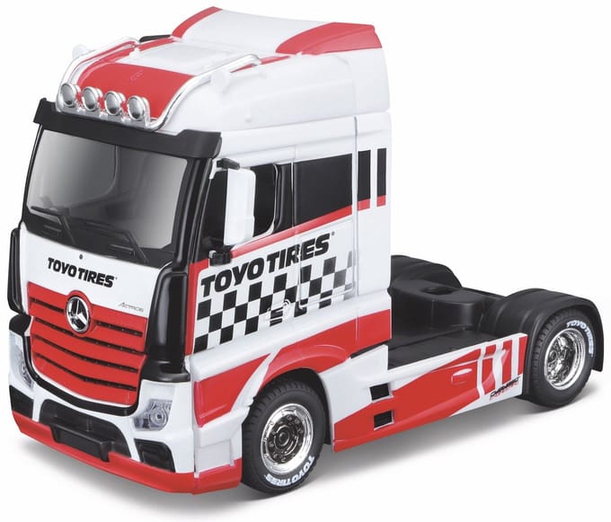 Bburago Mercedes-Benz Actros - Modelauto - Schaal 1:43 - Wit/Rood/Zwart