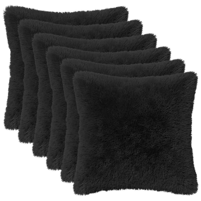 vidaXL - Kussensloop - 6 - pcs - HEERLEN - Zwart - 30 - x - 30 - cm - PV - Fleece