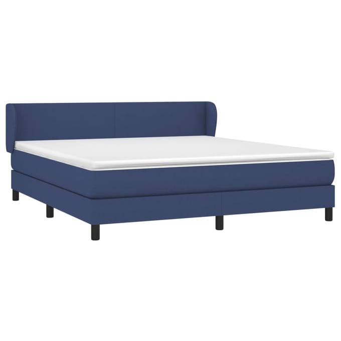 vidaXL - Boxspring - met - matras - stof - blauw - 180x200 - cm