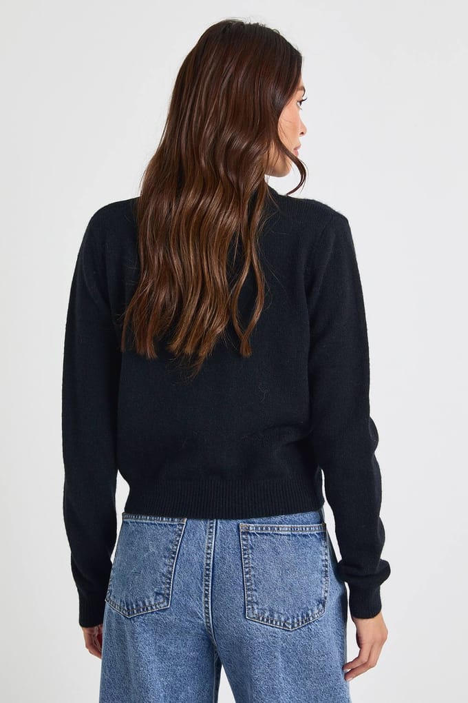 boohoo Dames Heart Button Collared Knitted Cardigan | Zwart | Maat: Small