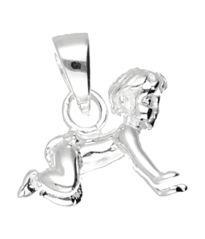 Zilveren Baby kruipend kettinghanger