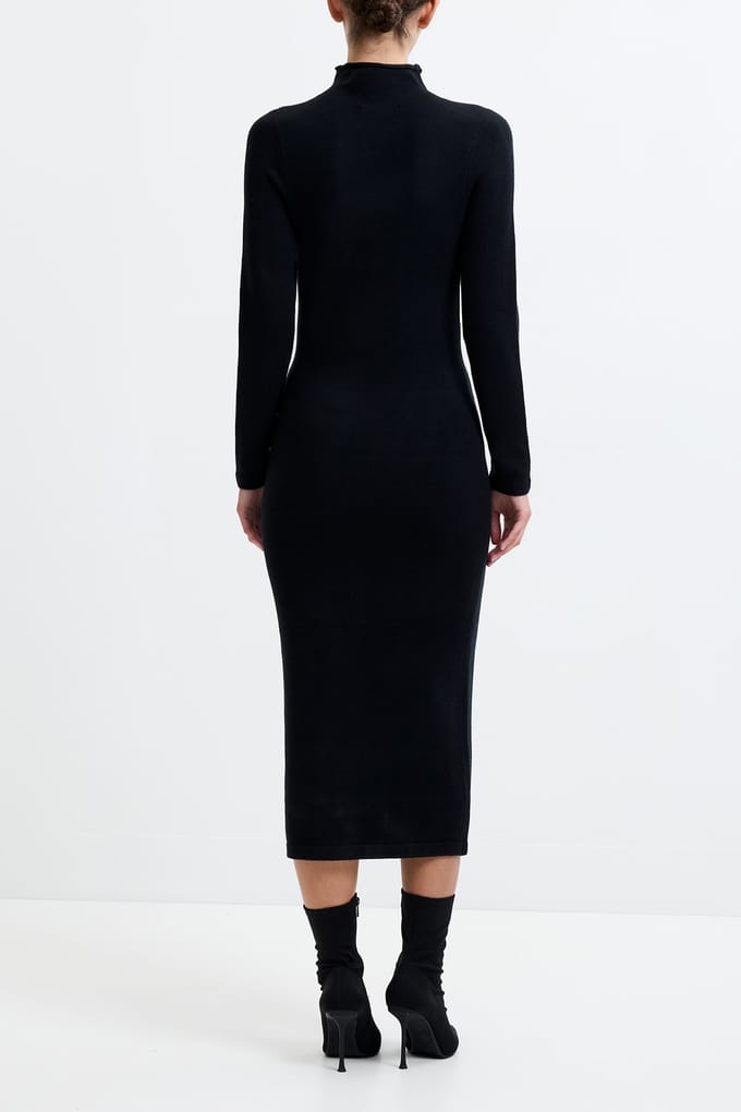 French Connection Babysoft Roll Nk Dress Black Größe: M | Midikleider Outlet | Damen | Schwarz