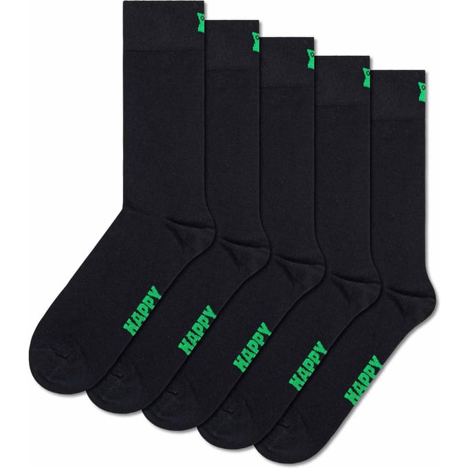Happy Socks Solid Socks (5-pack) - unisex sokken - zwart - Unisex - Maat: 36 - 40