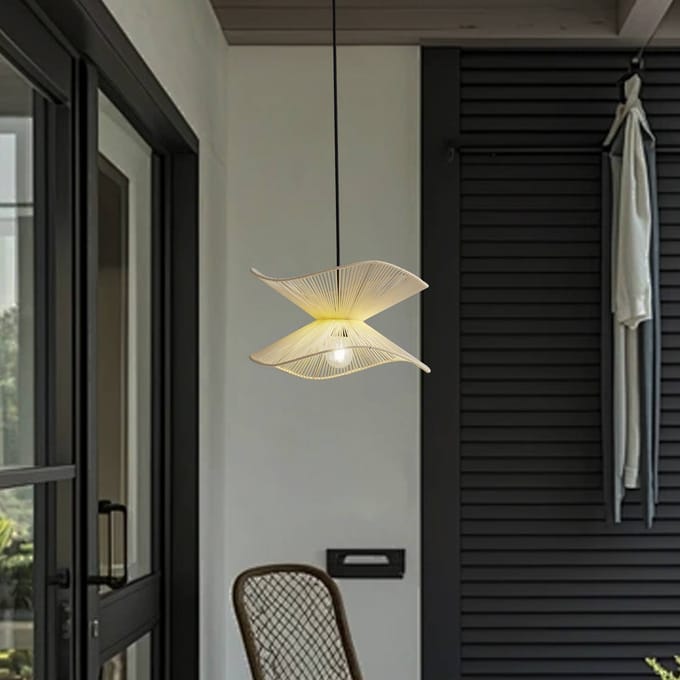 Lindby - Hanglampen buiten - 1licht - Nylonkoord, ijzer - H: 11.5 cm - E27 - beige