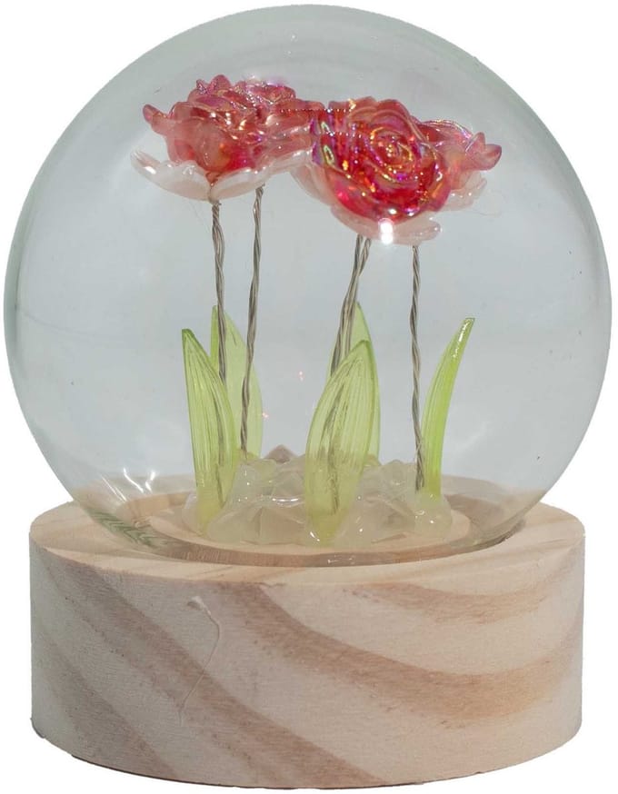 Bloemrijke tuinkoepel - 5 rode rozen - LED-batterij
