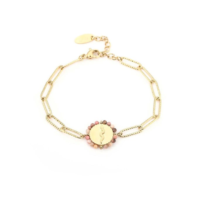 Jomide Armbandje Chain Snake Pink - Goudkleurig
