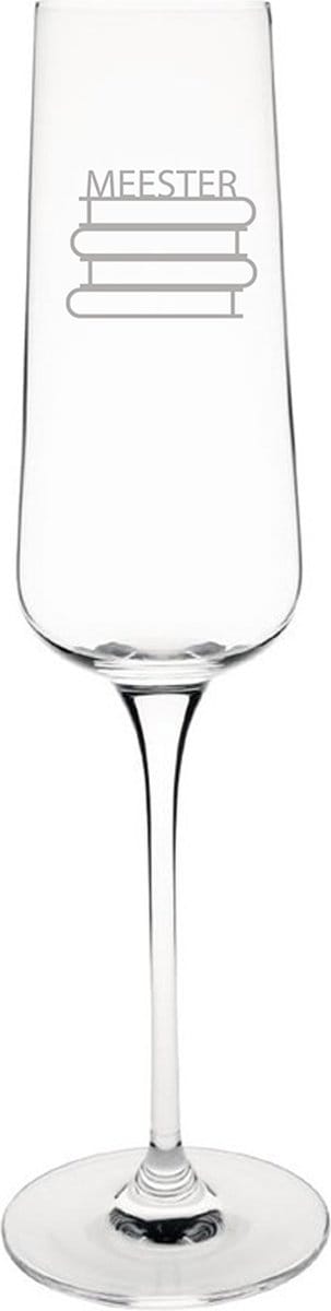 Gegraveerde Champagneglas 27cl Meester met boeken