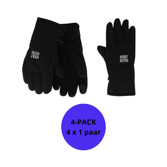 Heatkeeper - Winterhandschoenen heren - Softshell - Zwart - I-Touch - S/M - 4-Paar