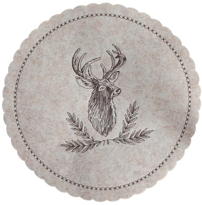 Placemat rendier vilt beige Ø35cm