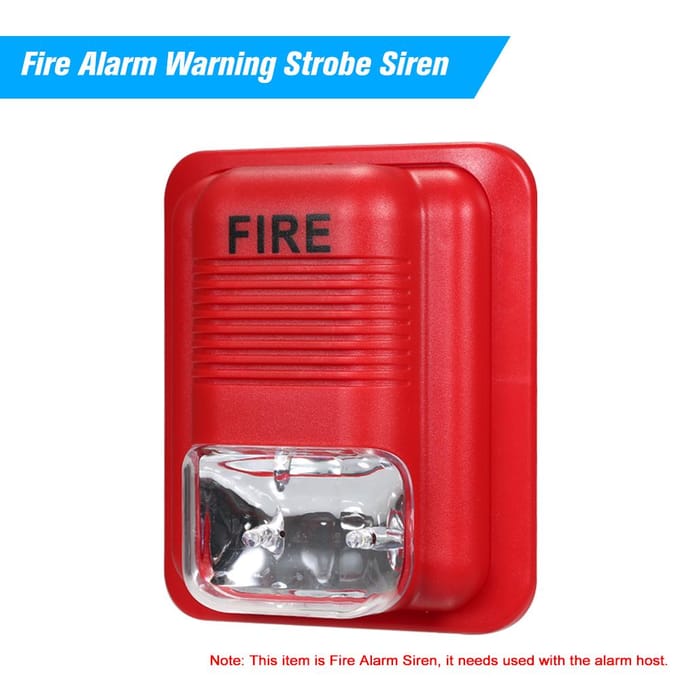 Brandalarmwaarschuwing Strobe Sirene Hoorngeluid & Strobe Alert Beveiligingssysteem voor thuiskantoor Hotel rood