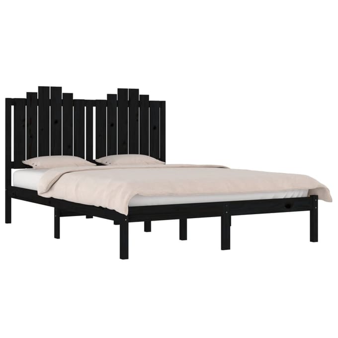 vidaXL - Bedframe - massief - grenenhout - zwart - 200x200 - cm