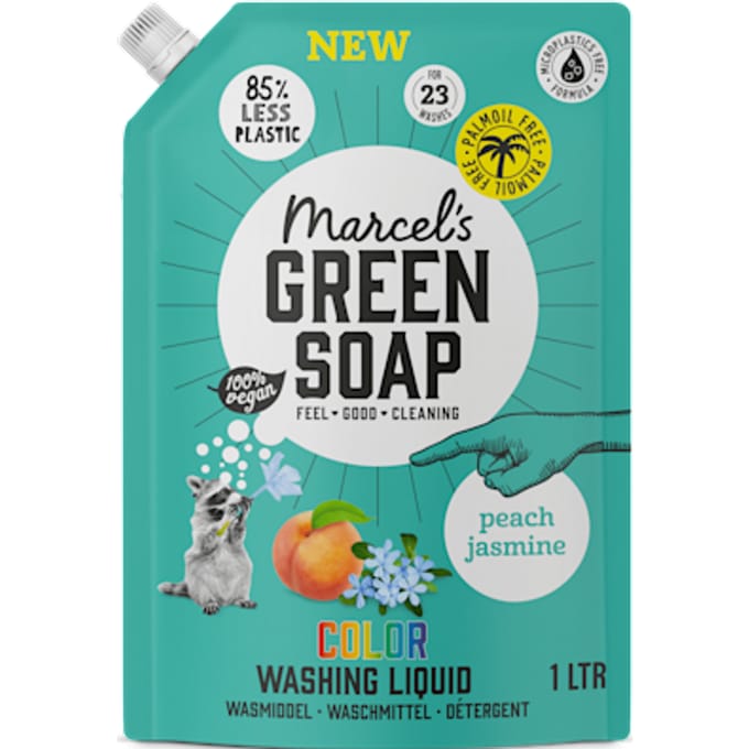 Marcel's Green Soap Wasmiddel Kleur Navul Perzik & Jasmijn 23 Wasbeurten - 1 liter