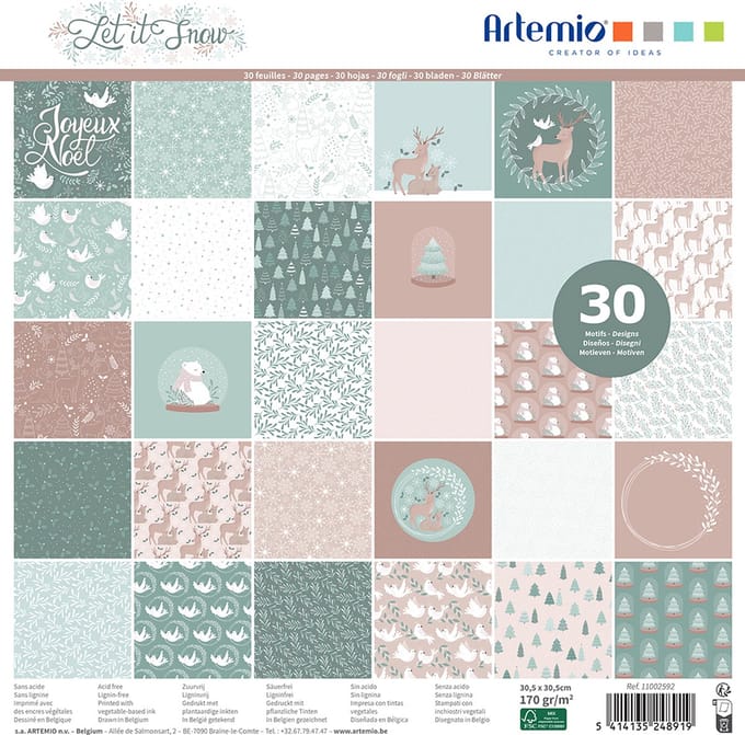 Artemio scrappapier 30 vellen Let it snow 30,5x30,5 cm