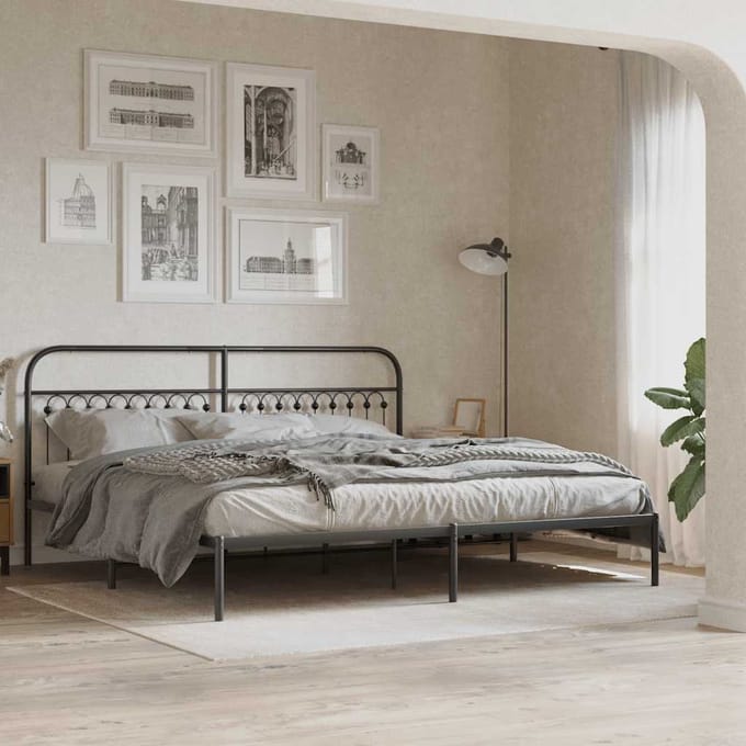 vidaXL - Vervangend - hoofdbord - 193 - cm - metaal - zwart