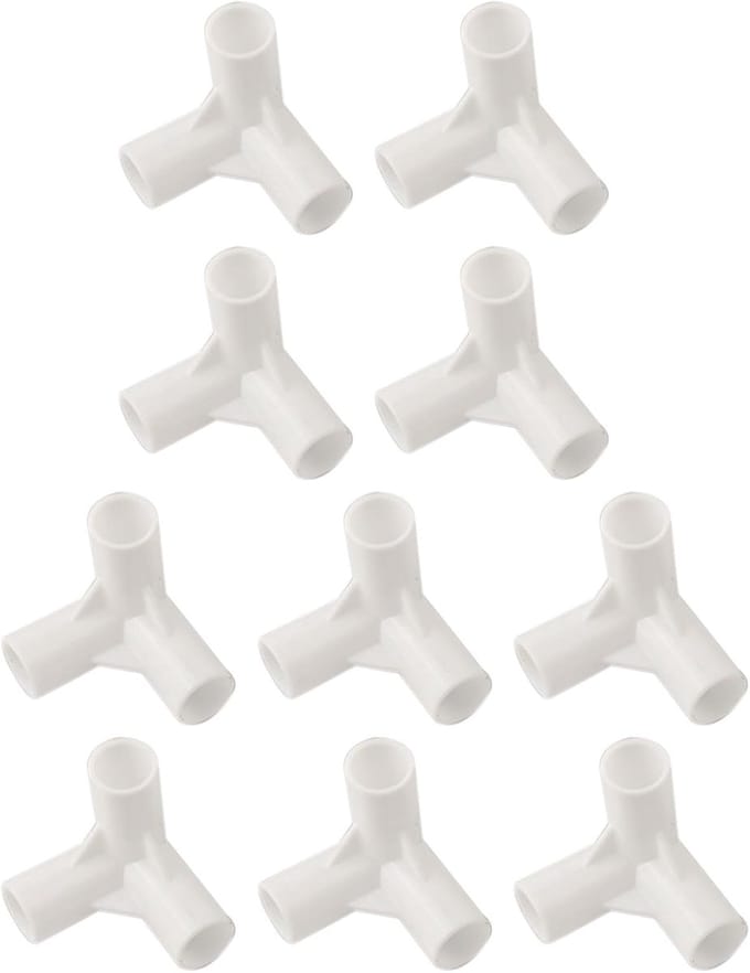 Tent Connector - 3-Weg Koppeling - Tent Opzetten - Robuust Kunststof - 16mm Binnendiameter - Wit