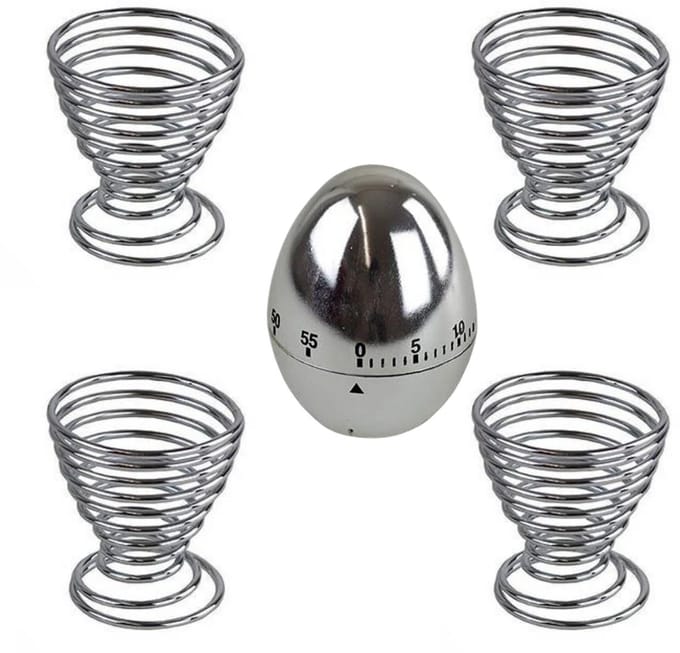Lomera Kookwekker met Eierdopjes - 4 Eierdopjes - 60 Minuten Timer - Diameter Eierdopjes - Eierdopje - Keukenaccessoire