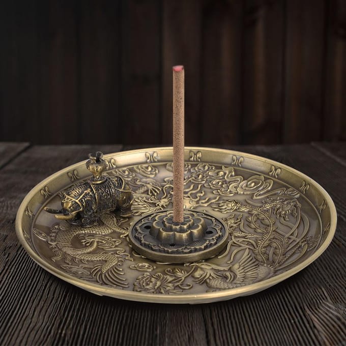 Wierookhouder Draak Feniks Schaal Stokbrander Lotus Olifant Standaard Huis Aanbidding beige