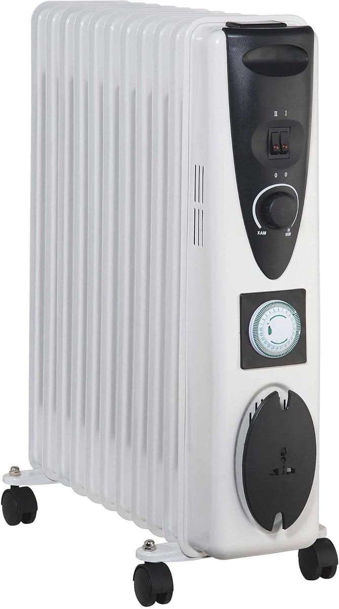 Oliegevulde Radiator - Verwarming - Ruimte Verwarmen - Met Timer - 11 Vinnen - Wit