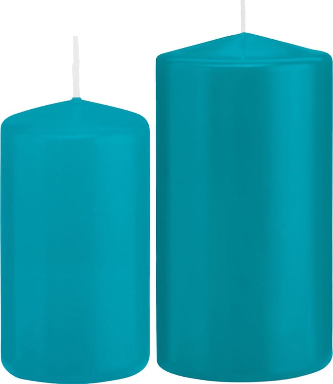 Trend Candles - Stompkaarsen set 6x stuks turquoise blauw 12 en 15 cm