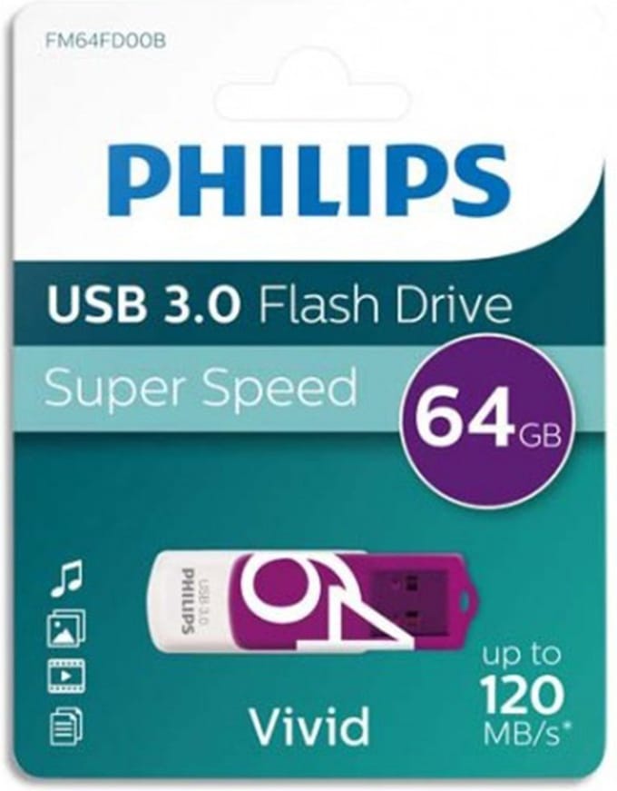 Philips USB Flash Drive FM64FD00B 64GB - USB-Stick Vivid/ Wit