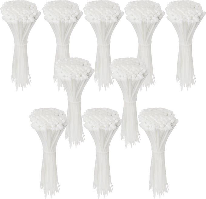 Polyamide kabelbinders, tie rips, witte kabelbinders, 200x3,6 mm / 1000 stuks