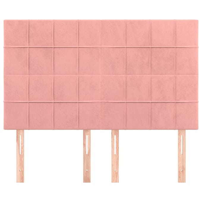 vidaXL - Hoofdbord - roze - 144x5x118/128 - cm - fluweel