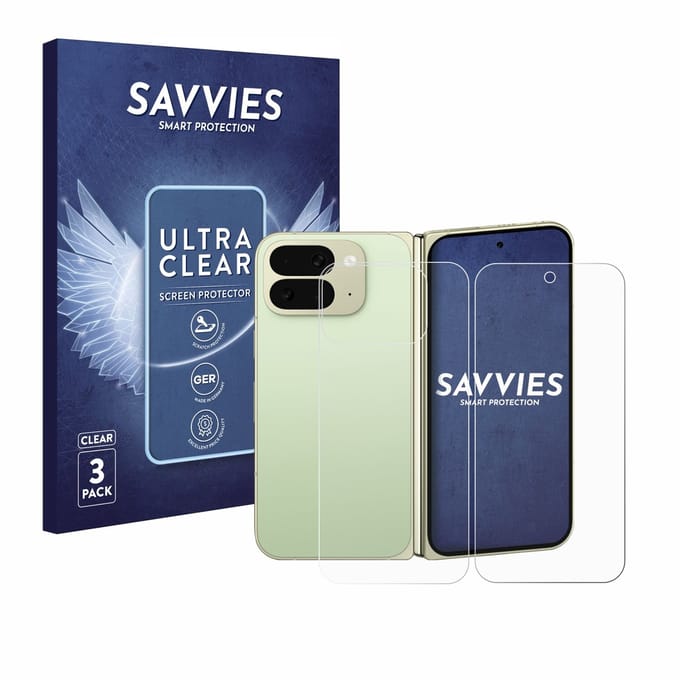 Savvies - Screenprotector voor Google Pixel 10 Pro Fold (Voor+Achter) - Folie Beschermfolie transparant 6 Stuks