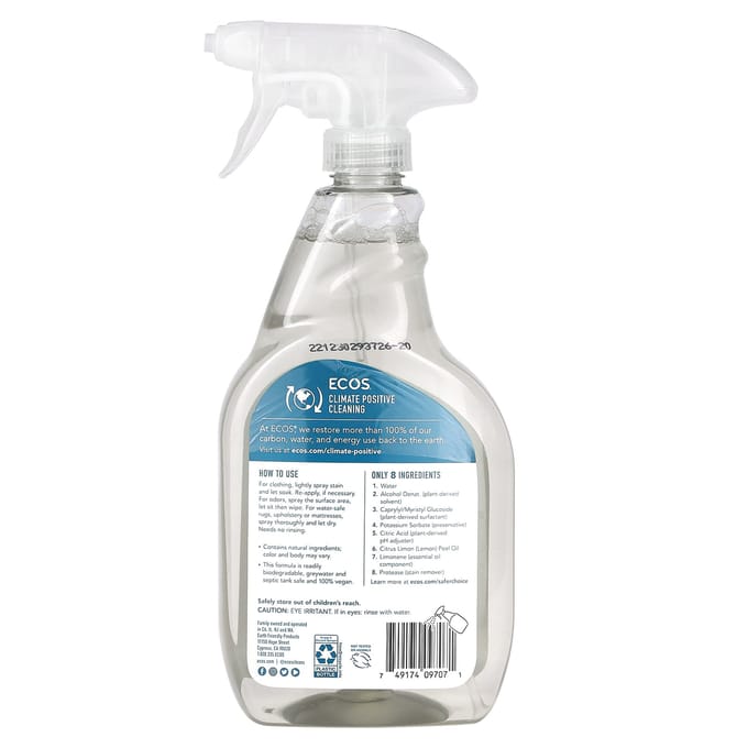 Earth Friendly Products, Ecos, Détachant + Désodorisant, Parfum Citron, 22 fl oz (650ml) white