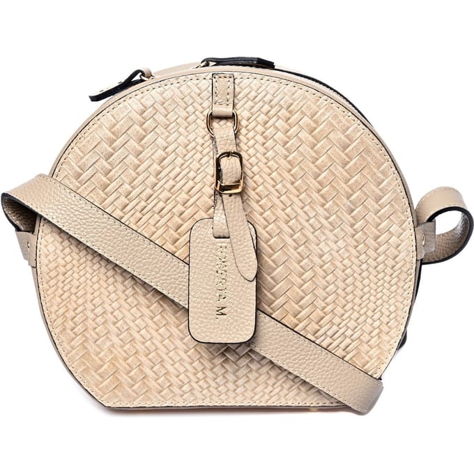 Roberta M Beige Rundleer Tas