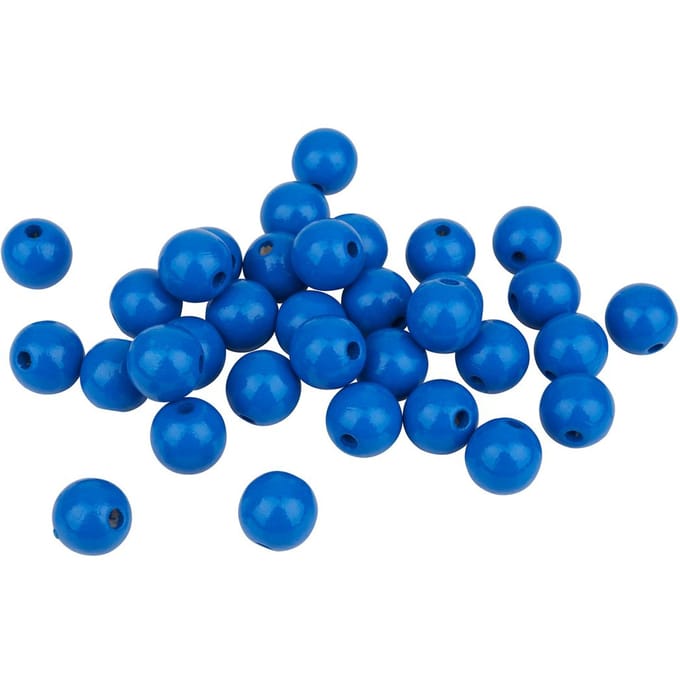 Houten kralen, Ø 12 mm, 30 stuks - Blauw
