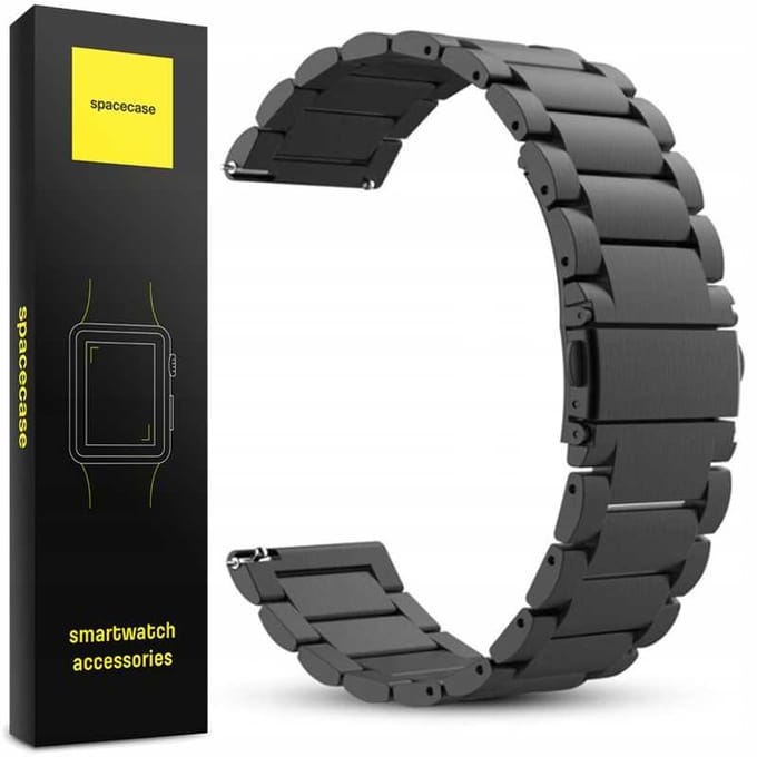 Spacecase Horlogeband Rvs 20Mm Zwart Voor Apple Watch