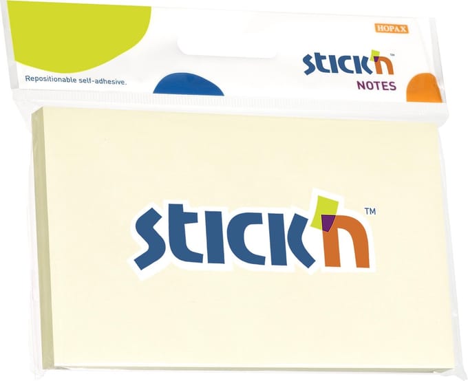 Stick'n Sticky Notes Blister - 76x127mm - Pastel Geel - 100 Memoblaadjes