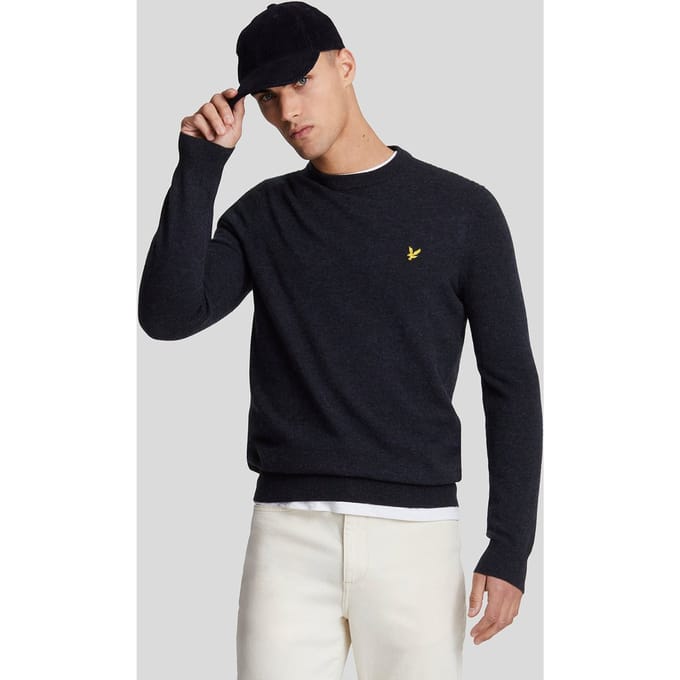 Lyle & Scott Pullover Lamswol Navy - Maat L - Heren - Pullovers