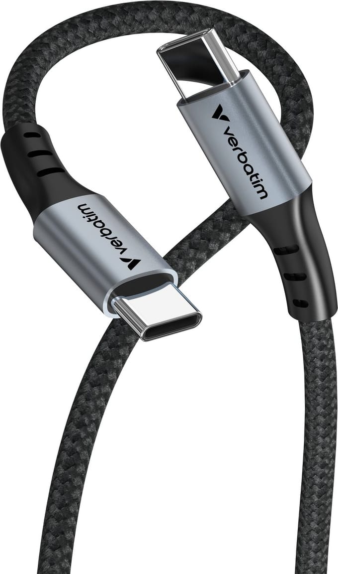 Verbatim Usb-C Naar Usb-C 100W Pd3.0 Kabel Met Voedingsadapter Voor Telefoons 120Cm