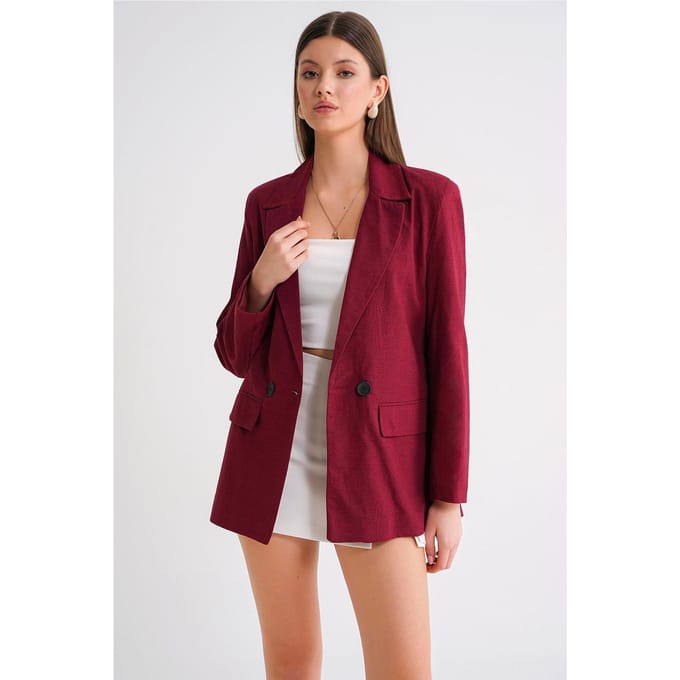Linnenmix Geknoopte Blazer Jas