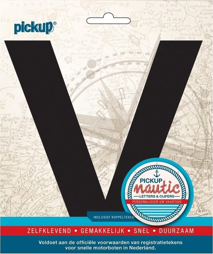 Pickup Nautic plakletter 150mm zwart V - zwart V