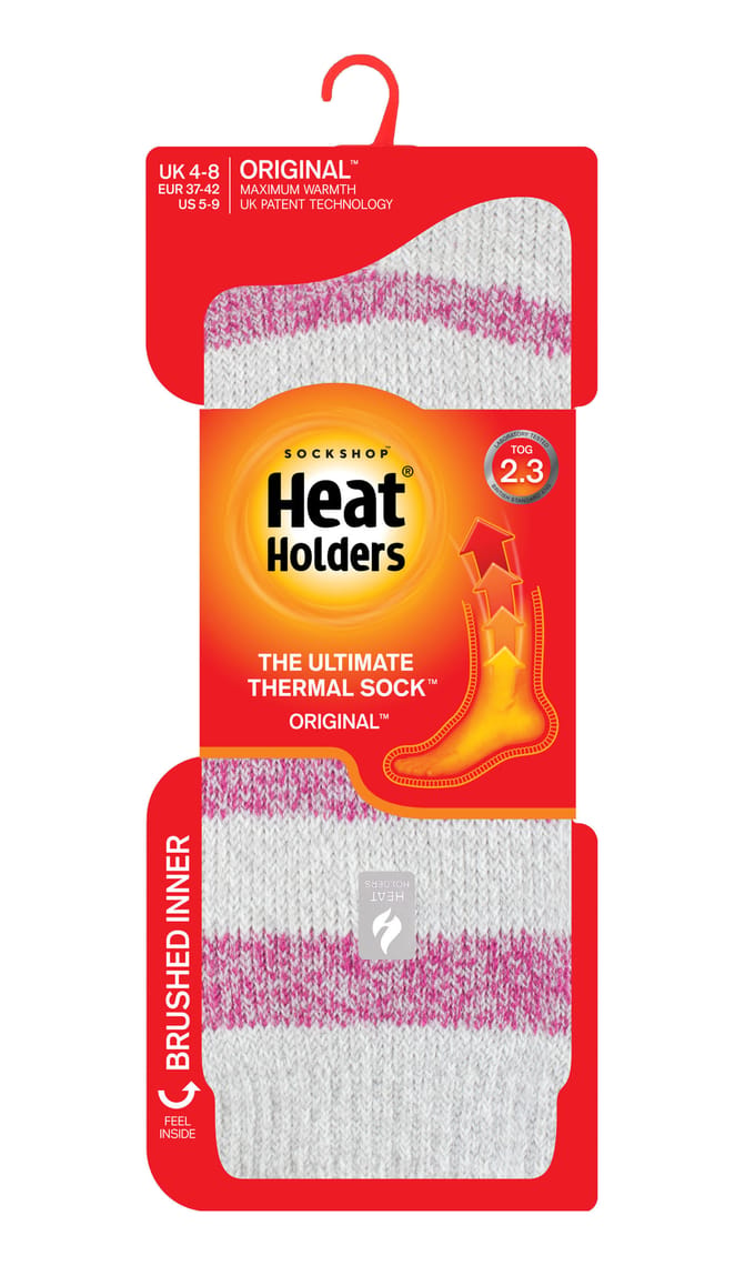 Heat Holders Dames Dikke Warme Thermische Sokken - Lichtgrijs / Bessen (Tuscuny)