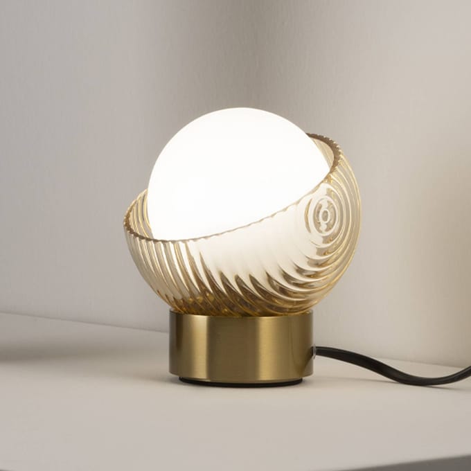 IDEAL LUX tafellamp Bloom messing/amber hoogte 13 cm