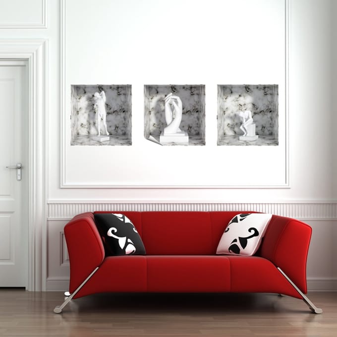 Sticker met 3D-effect van Rodin-beelden, 30 x 90 cm